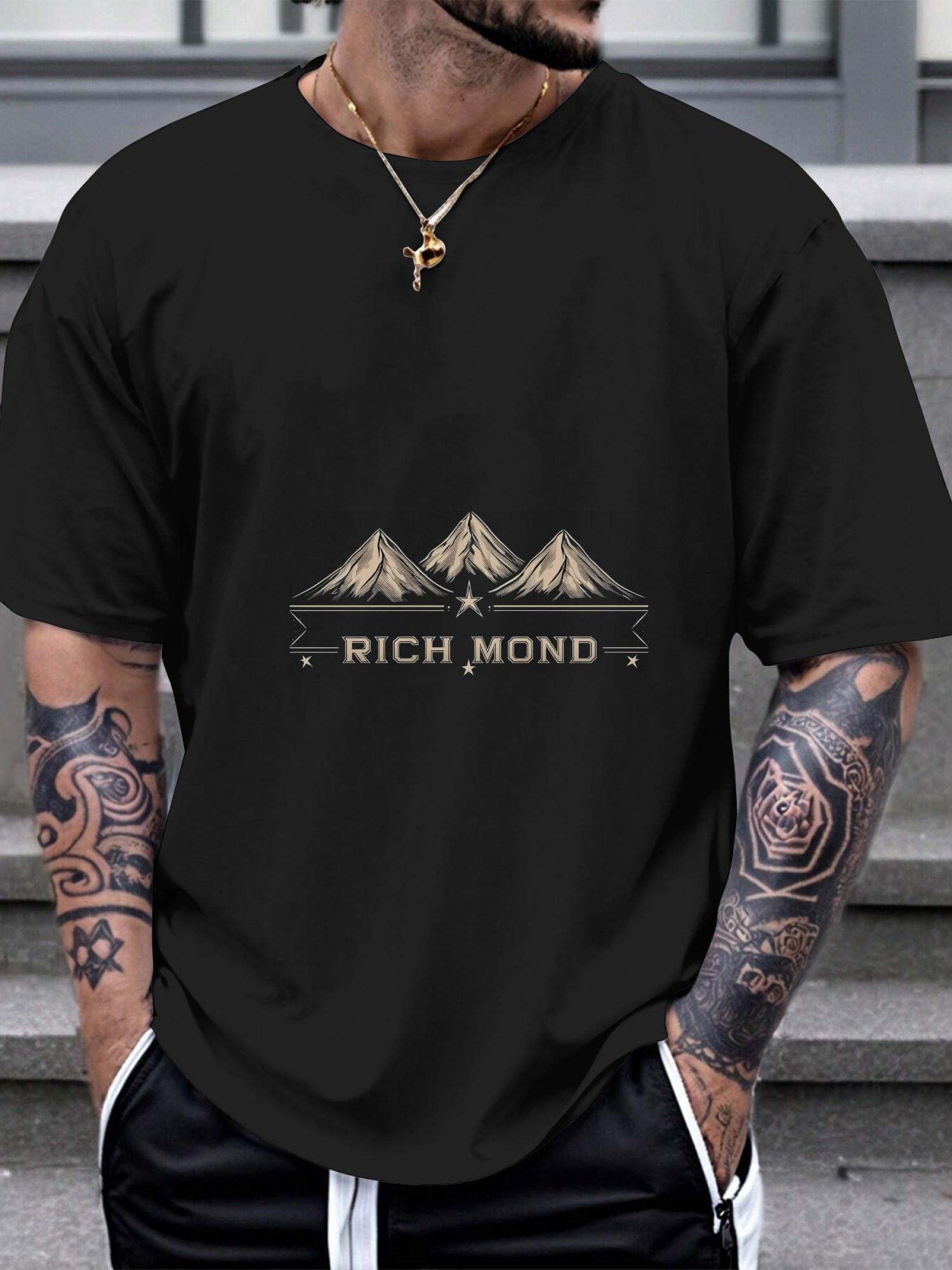 1pc mountain peak bold serif black T-shirt XXXL