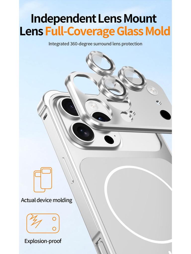 iPhone 16 Pro Max Metal Frame with Magnetic Adsorption & Lens Protection for iPhone 17