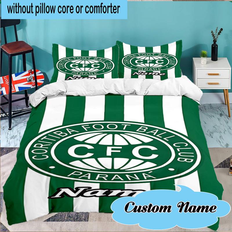 Custom Name Coritiba FC Crest Design Bedding Set 3pcs, Bedding Set Including 1pc Duvet Cover And 2pcs Pillowcases for Bedroom, Dormitory Gift