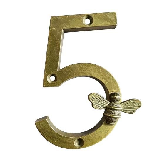 Bee House Number for Outside, Weather-proof Alloy Floating Address Numbers, Metal Number Sign for Door, Mailbox, Wall, Yard