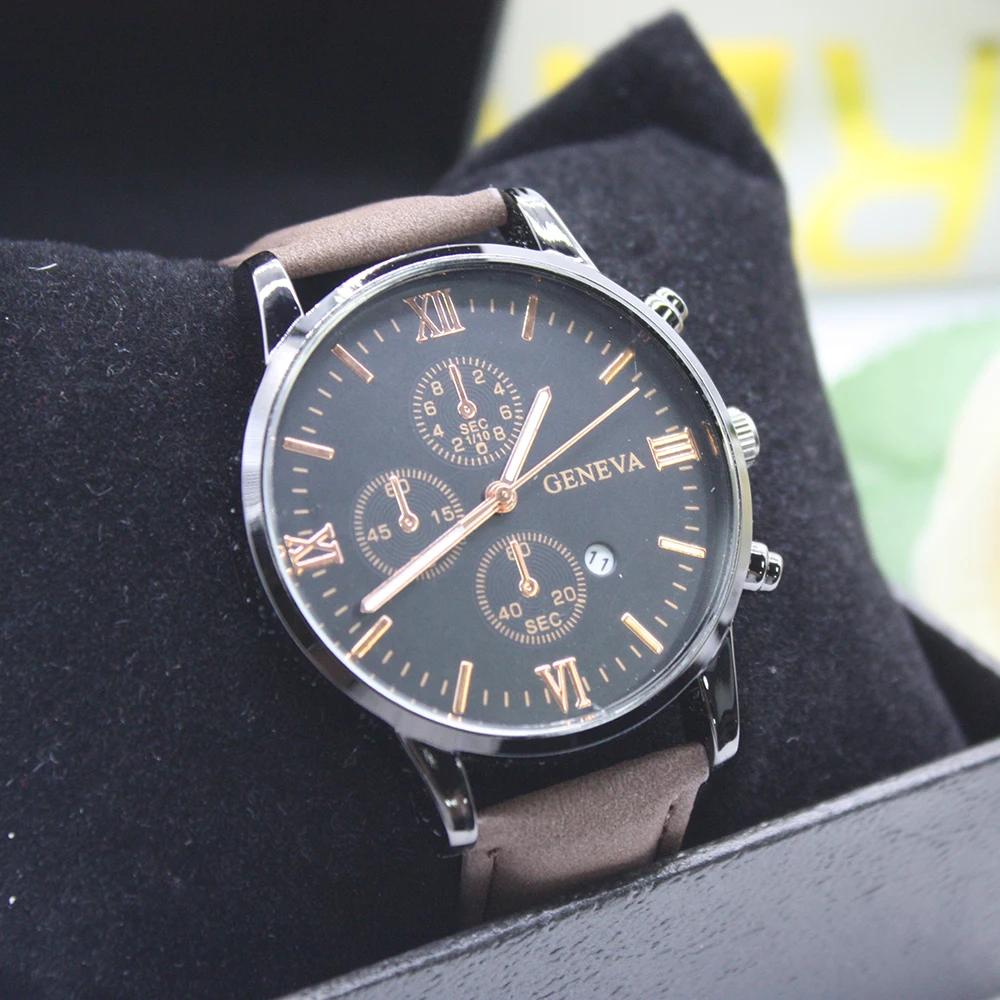4pcs Set Fashion Sunglasses Men's Leather Wallet Outdoor Watch Men's Men's Glasses for Men Include Bracelet Box for Holiday Gift