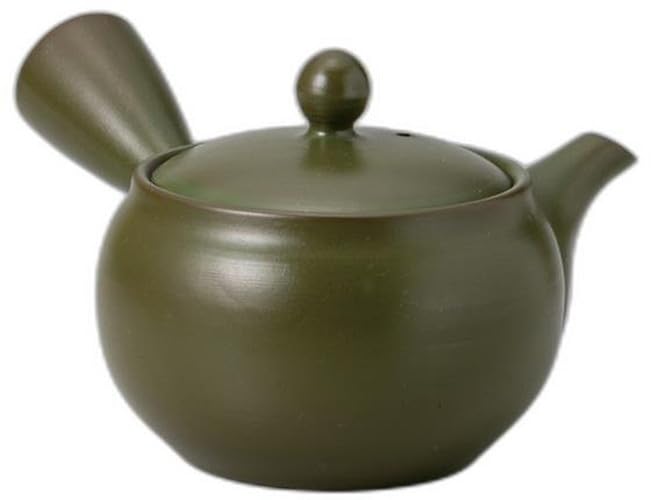 

Green Shallow Teapot with Plain Mesh x x Ceramic Teapot by Setomonohonpo [15.5 15.5 9.5cm, 330cc] зелёный