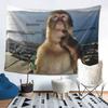 1pc Trendy Contemplative Monkey Polyester Tapestry  2D Print Wall Decor for Bedroom Living Room Unique Festival Birthday Gift