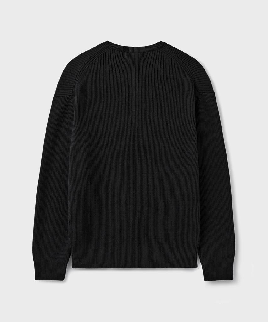 Beulaendideu Hard Twist Ribbed Henley Neck Knit [Black]