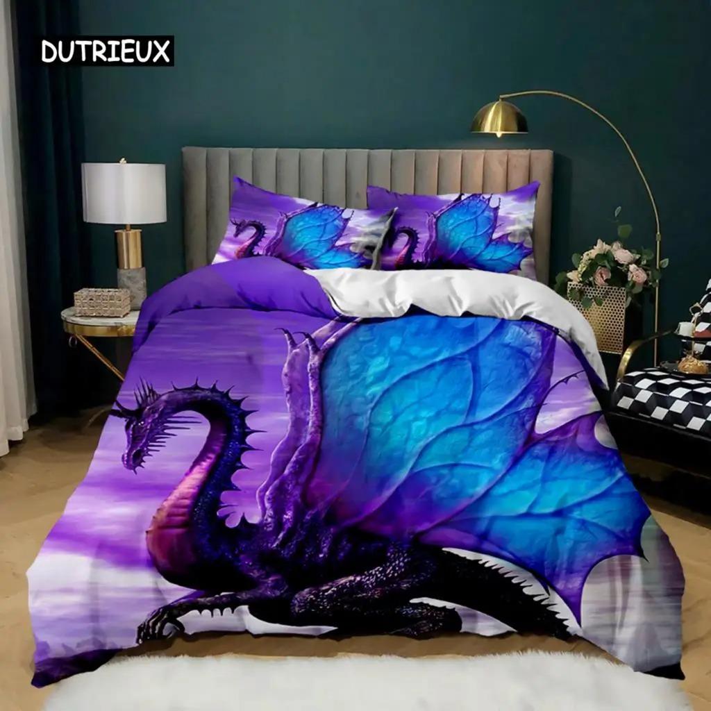 Drachen Bettbezug Set Japanischer Weißer Drache Tatsu Volk Edles Monster Einzelbettwäscheset Doppel Queen King Polyester Qulitbezug