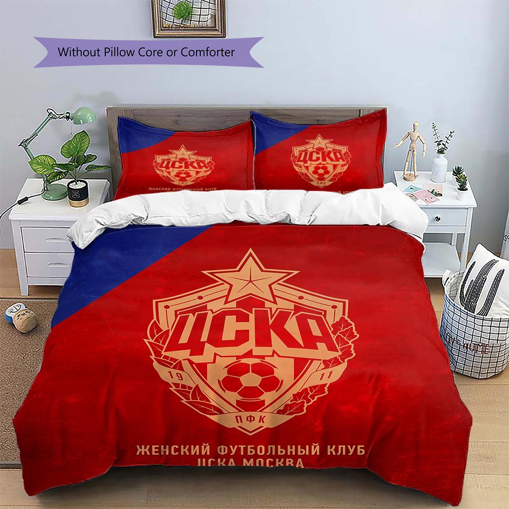 CSKA Moscow Football Club Pattern Bedding Quilt Set Home Decoration Gift (1 * duvet cover + 2 * pillowcase without core)