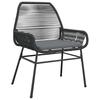 5 Piece Outdoor Dining Set with Cushions Black Poly Rattan Glass Table
