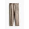 H M Linen Blend Tailored Pants Regular Fit Beige