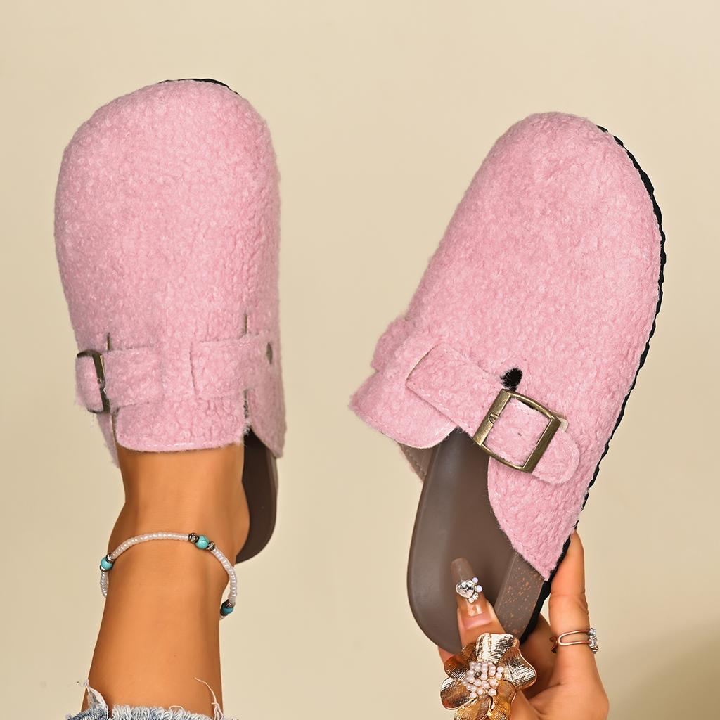 Damen Casual Baotou Hausschuhe 2025 Neue Pantoletten Damen Zuhause Winter Indoor Plüsch Warm Halbe Hausschuhe Große Größe Plateauschuhe