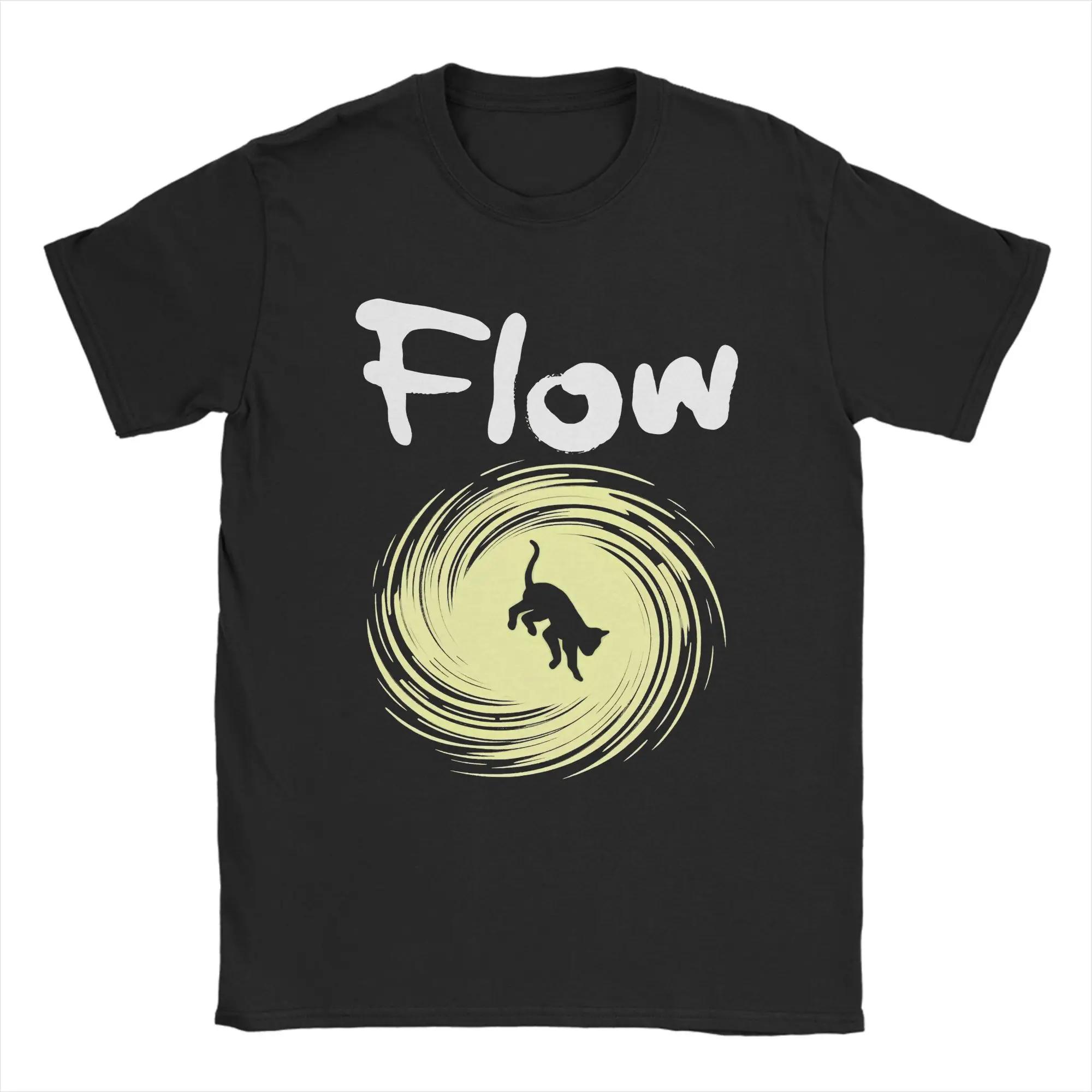 Flow Cat Spiral Graphic Tee Unisexs Soft Cotton Crewneck TShirt Trip Wear S