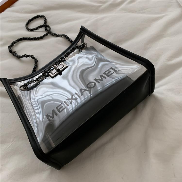Pvc Small Shoulder Bag With Chain Strap For Daily Casual Wear