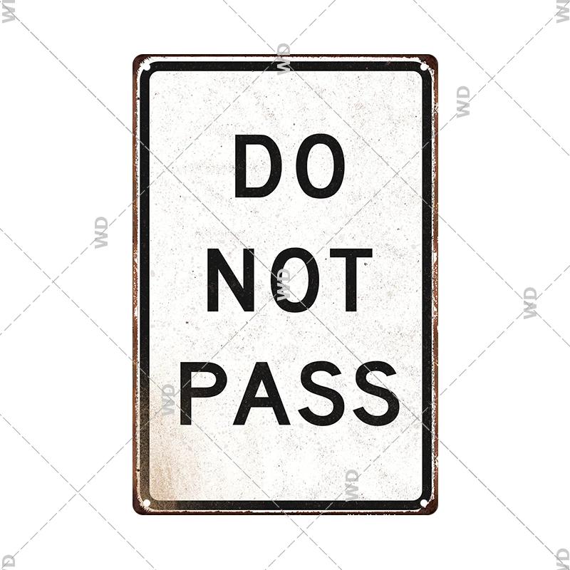 Tin Sign No Parking Slow Down Caution Warning Do Not Pass Metal Vintage Plaque Retro Metal Plate Traffic Yard Street Wall Decor
