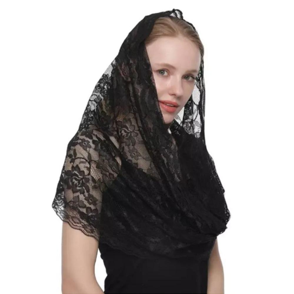 Thin Bride Mantilla White Head Covering Traditional Church Shawl  Headdress