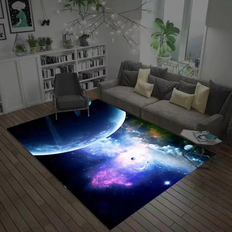 3D Planet Universe Large Area Soft Flannel Carpet Children's Room Play Floor Mat Home Living Room Bedroom Decorative Floor Mat
