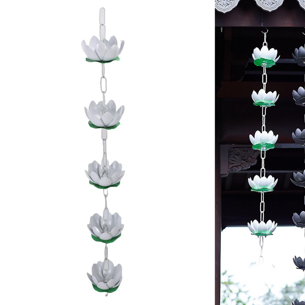 Gutter Rainwater Aluminum Catcher, Unique Flower Shape Design Sy To Install Outdoor Channel Drain Rain Chain with Hook for Down Splitter Replacement