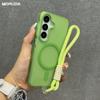 Magnetic Lanyard Matte Case for Samsung Galaxy S26 Ultra S25 Edge S24 Plus A26 A36 A15 A16 Hand Wrist Strap Frosted Cover