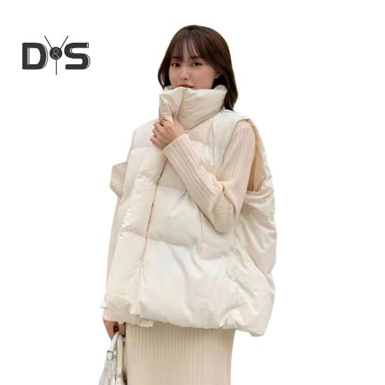 

Женское зимнее хлопковое пальто с отложным воротником, утолщенное, с подкладкой, свободное, ветрозащитное, на молнии, жилет для повседневной носки, для улицы, офиса XL белый