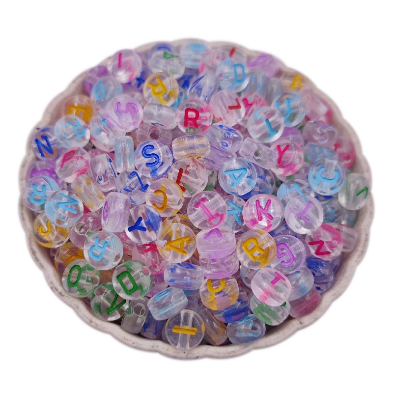 

100 шт 7 мм акриловые бусины смешанные буквы круглые для изготовления ювелирных изделий свободные бусины алфавита сделай сам браслет ожерелье ручной работы разноцветный