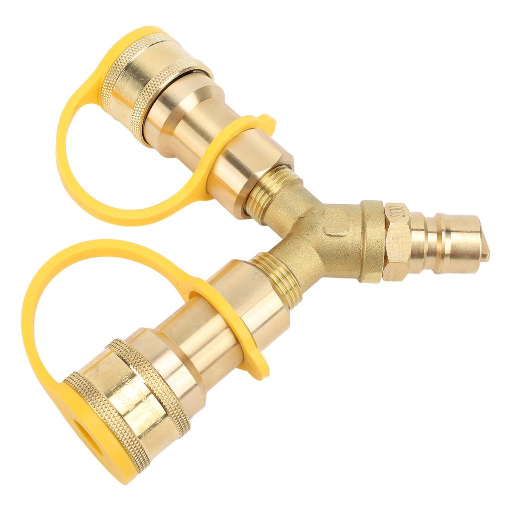 RV Quick Connect Y Splitter Adapter 1 2in Enhanced Efficiency Heat Resistant Copper 2 Way Quick Connect Hose Adapter