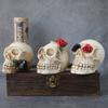 Glowing Skull Lights Skeleton Head Statue Ornament With Rose Led Decorations Lamp Halloween Horror
