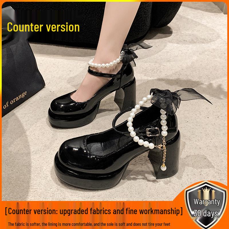 Mary Jane Damskie Grube Obcasy - Wiosna/Jesień 2025 Retro Francuski Styl Małe Skórzane Buty
