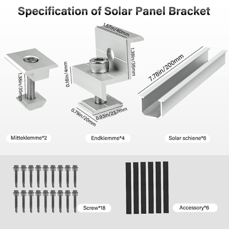 6Pcs Sturdy Aluminum Alloy Solars Panel Mounting Brackets Accessory With Various Roof Types and Marine Applications