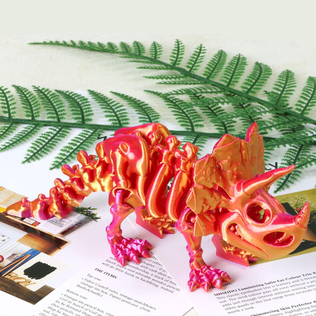 3D Printing Triceratops Skeleton Toy Model Joints Movable Simulation Dinosaur Triceratops Toys Desktop Decor Ornament Boy Gift