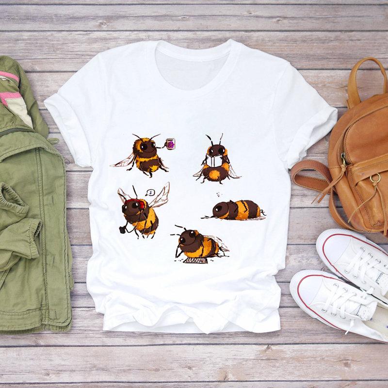 Women’S T-Shirts Kawaii Cat Cartoon Printing Aesthetic Tshirts Streetwear Clothing Summer Graphic T Shirts Aesthetic Tee Top