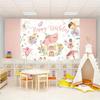 2D Girls Fairy Birthday Tapestry, Watercolor Floral Fairies & Flower House Backdrop, Magical Birthday Decor
