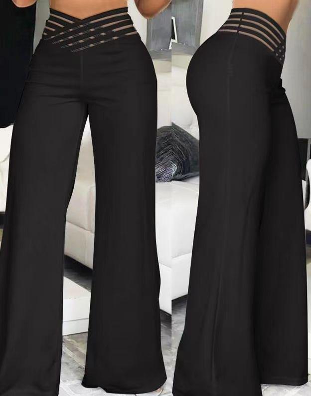2026 Summer Women s High Waist Hollow Belt Wide Leg Pants S