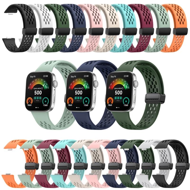 Comfortable Silicone Band with Magnetic Lock Breathable Accessory Sweat Resistant Silicone Watch Strap for Watch Fit3