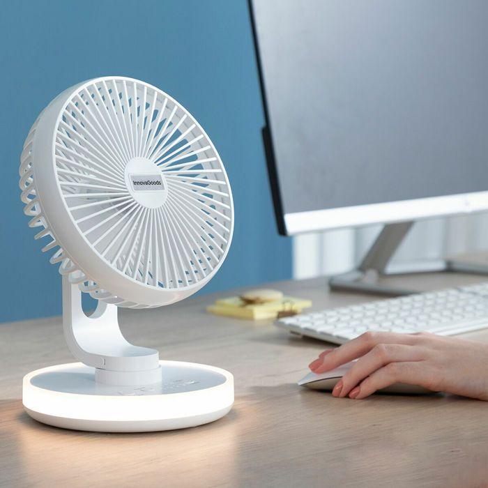 Ventilateur De Bureau - InnovaGoods - FanLed - Rechargeable - LED - Blanc