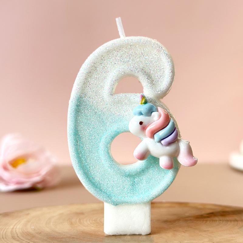 Cute Unicorn Digital Candle Birthday Candle Party Festival Cake Decoration Atmosphere Props