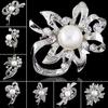 New Bouquet Rhinestone Bridal Pin Silver Crystal Brooch Pearl Brooches Flower