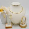 Luxe Keuze Goudkleurige Dames Sieraden Sets Ketting Oorbellen Armband Ringen Sets Elegante Set Ethiopië Dubai Bruiloft Feest Cadeaus