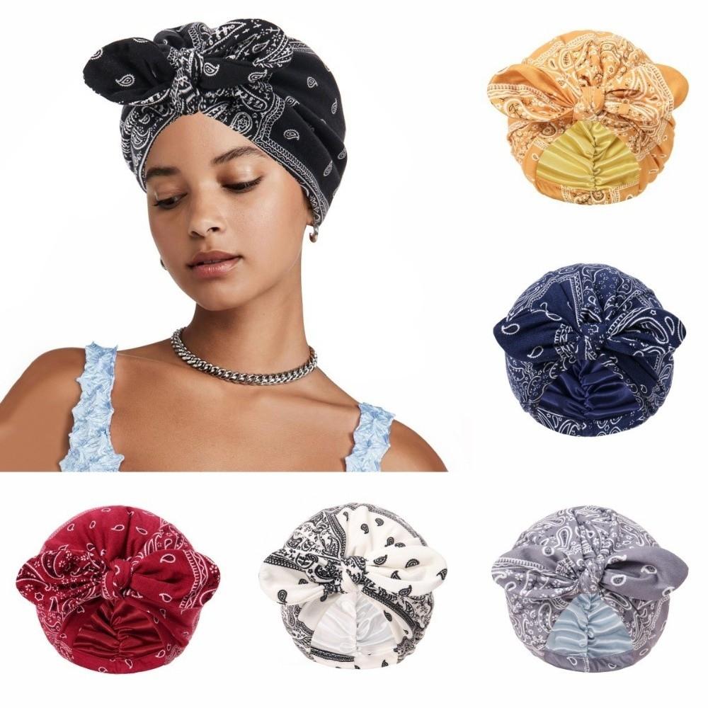 Paisley Print Pre-Tied Head Wrap Satin Lined Hair Cover Bonnet Bandana Turban Hat Casual Wear