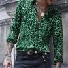 Mens Fashion Leopard 3d Print Casual Breathable Long Sleeve Shirt