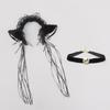 A Handmade Olita Accessory Fox Ears Cat Ears Headband Lace Bow Bell Collar Set