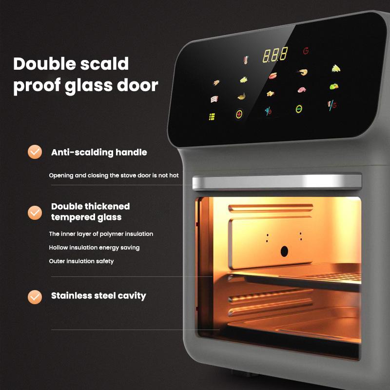 Maks 2400W elektrisk ovn Husholdningsluftfrityrkoker Multifunksjon Touch Control 3-lags Kjøkken Baking Dampmaskin Frityrkoker