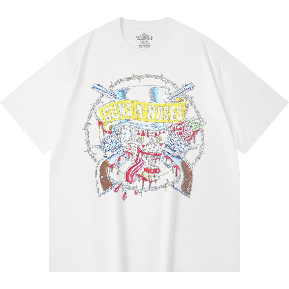 Camiseta de Algodón Pesado 100% 230 Gsm Camiseta de Algodón Pesado Unisex con Estampado de Banda de Rock Música Popular