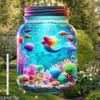 1pcs Acrylic Colored Glass Mermaid Mason Jar, Acrylic Sign, Four Seasons Decoration, with Wall Hanging, Novelty Home Decor