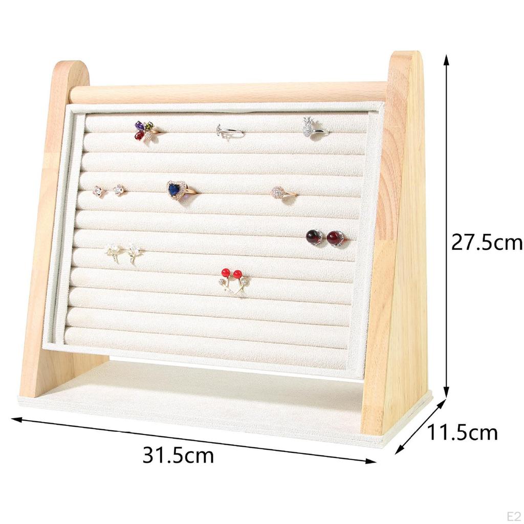 Ring Holder Ear Studs Multi Tiers Wooden Jewelry Organizer Display Rack for