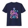Women S T Shirt Cute Cat Lover Just A Girl Who Loves Cats Print Casual  Tops Black Small Vintage Washed Comfortable Stretched