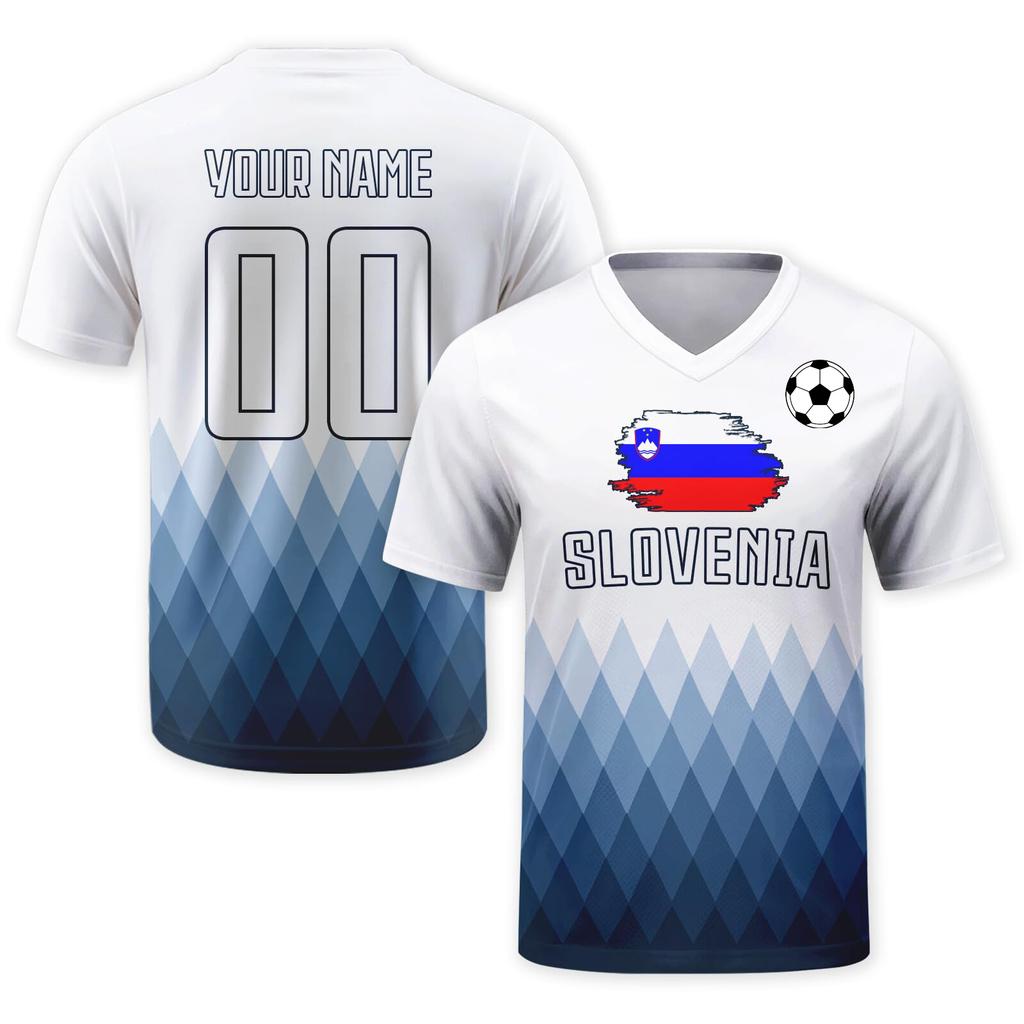 Custom Soccer Jersey Shirt with Personalized and Number South Flag Print V Neck Short Sleeve DIY Team Top