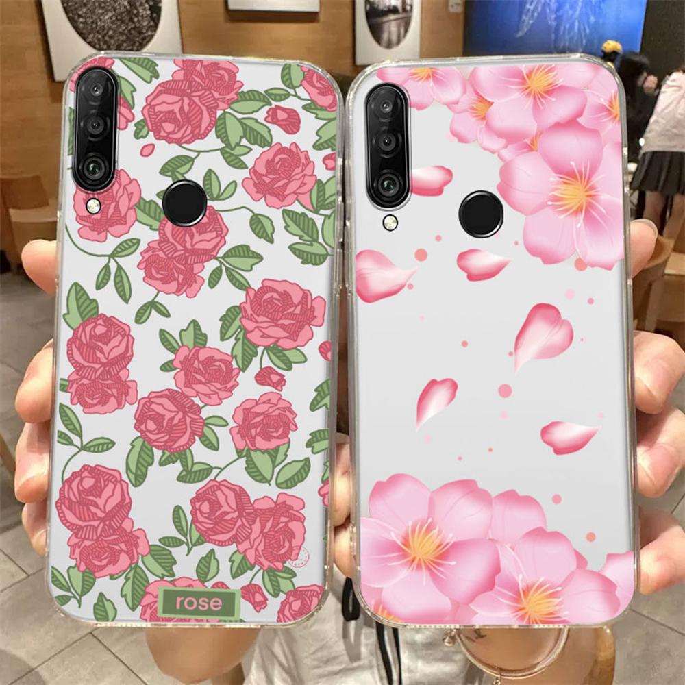 Flower Romantic Lace Pattern Phone Case For Huawei P30 P20 Lite Mate 20 Y6 Y7 P Smart 2019 Honor 20 50 Clear Transparent Cover