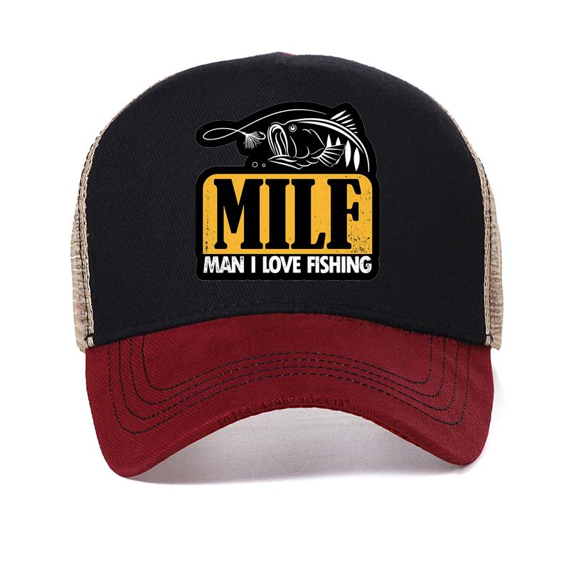 

Смешная MILF Унисекс Я Люблю Рыбалку печать шляпа Унисекс Женщины Регулируемая Рыбалка Snapback шляпа Отдых на природе Сетка Дышащие шляпы Adjustable