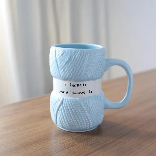 Taza de Café Cerámica Estilo Tejido Caliente, Taza de Bolas de Hilo de Colores, Taza de Té Regalo, Vasos para Verano e Invierno, Utensilios de Cocina