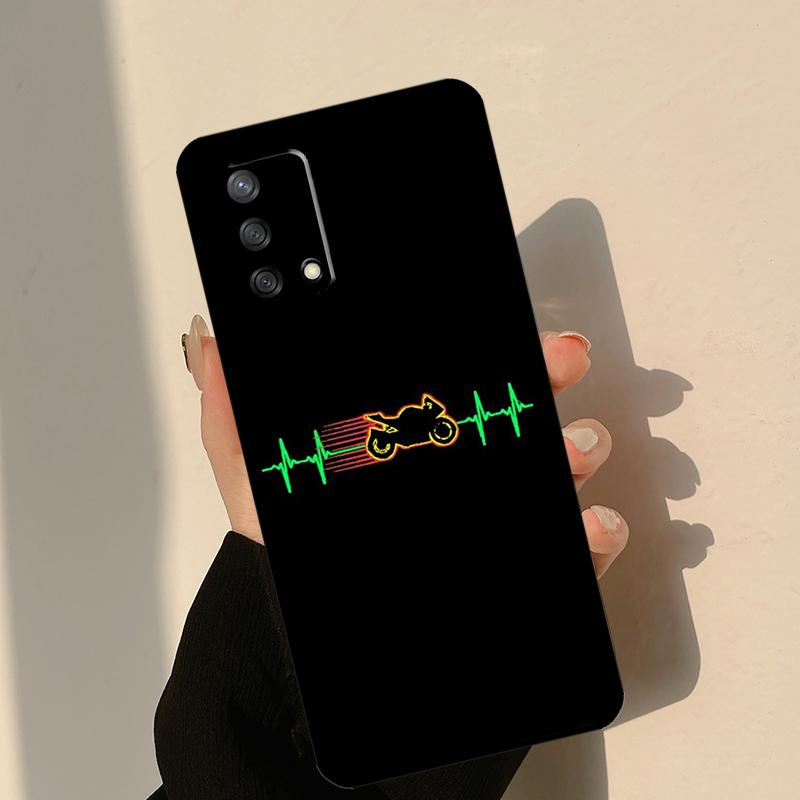 

Motorcycle Heartbeat Case For Oppo A80 A60 A40 A15 A16 A17 A57 A94 A74 A54 A76 A96 A18 A38 A58 A78 A98 A6 A5 Pro OPPO A58 4G