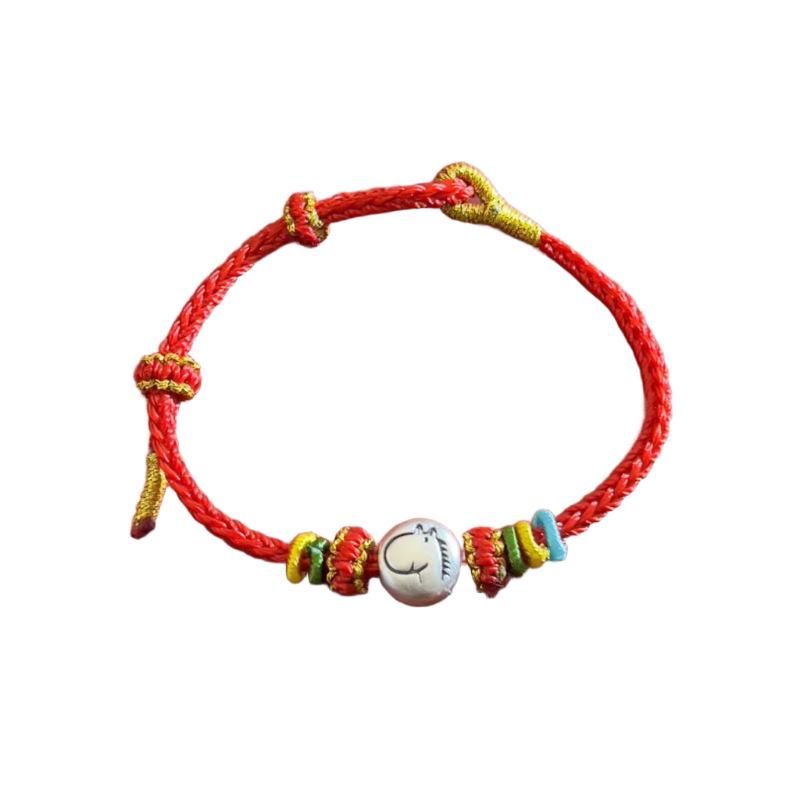 Sterling Silver 12 Zodiac Year of the Horse Wine Red Rope Bracelet for Men & Women - Lucky Charm Couple Bracelet