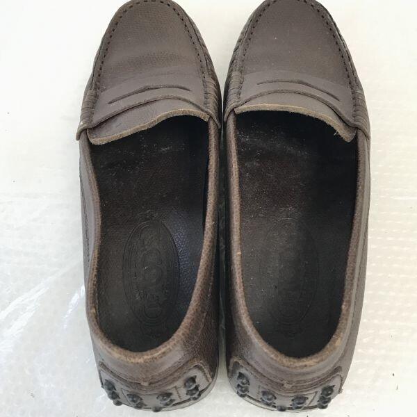 TOD’S Leather Coin Loafers Women’s 35.5 22.5-23.0 Brown Slip-On Dress Shoes(USED)
